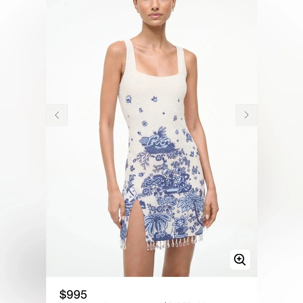 STAUD Le Sable Dress Blue Toile - Picture 2 of 7
